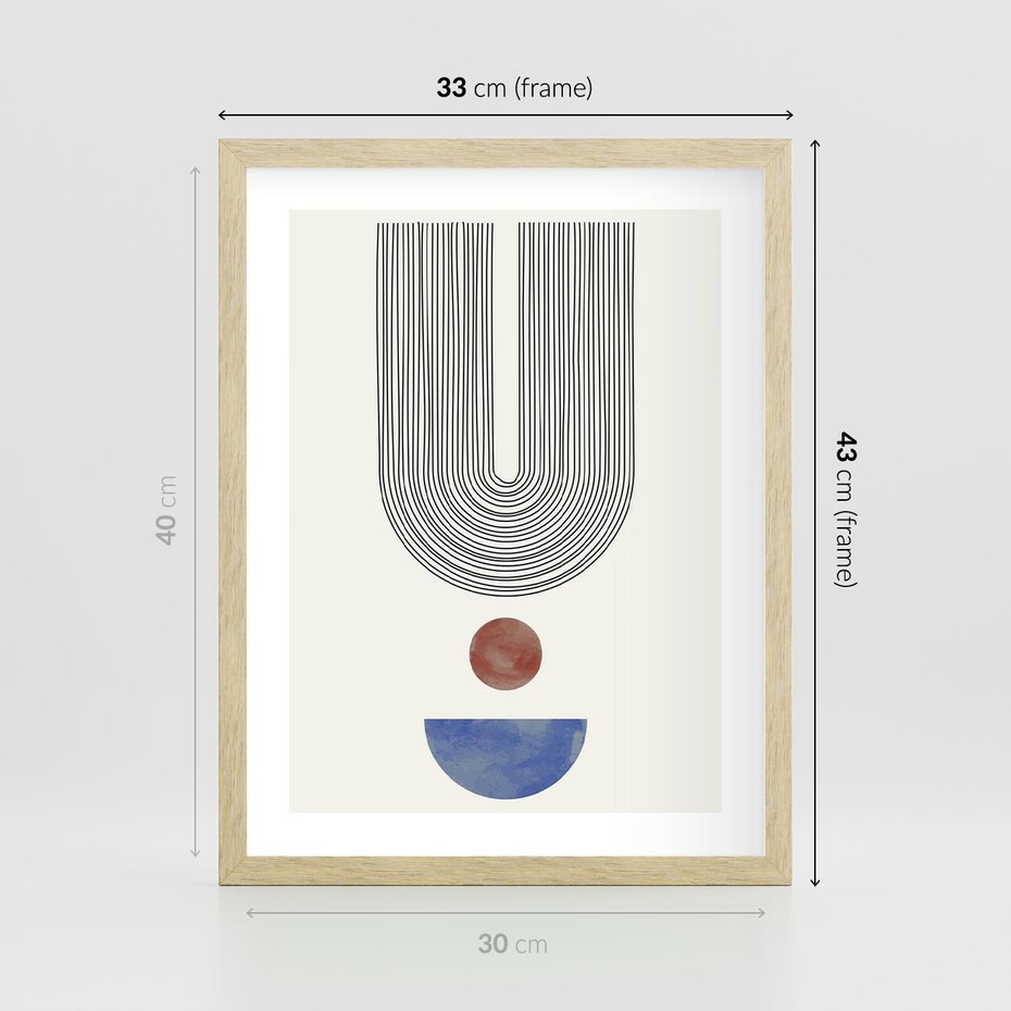 Plakat w ramie 30x40 - Rozplątane Wibracje - nowoczesny plakat, styl midcentury - rama drewno