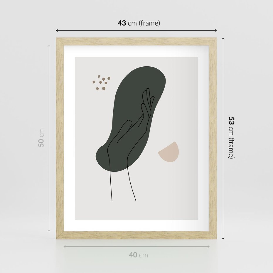 Plakat w ramie 40x50 - Tajemnicze Impulsy - szkic jedną linią, one lone - rama drewno