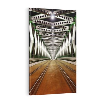 Obraz na płótnie 80x120 - Most kolejowy w nocy - most, kolej