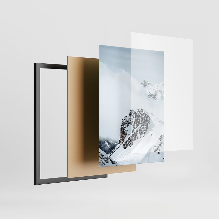 Zestaw obrazy w ramie 30x40 galeria - Retro, krajobraz, góry, zima, zamek - rama czarna