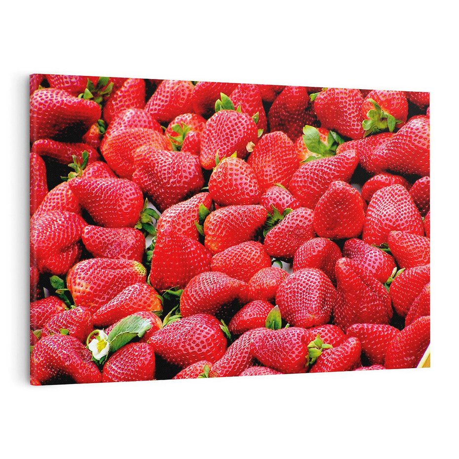 Obraz na płótnie 100x70 - Truskawki Czerwone Kropki Uczuć - truskawki, owoce