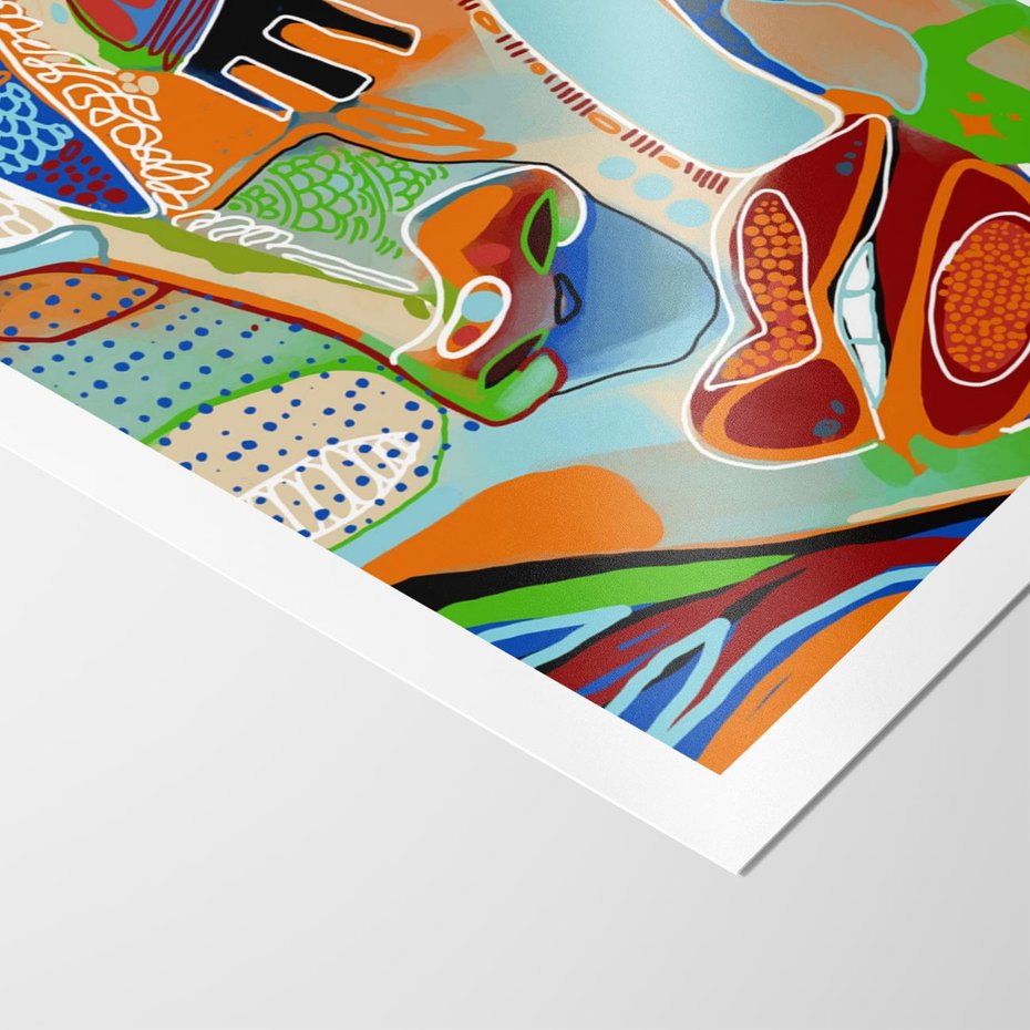 Plakat bez ramy 50x70 - Wibracje Kształtów - abstrakcyjny portret kobiety, twarz