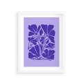 Plakat w ramie 30x40 - Migocące Boho Wibracje - kwiaty, energetyczne fioletowe tło - rama biała