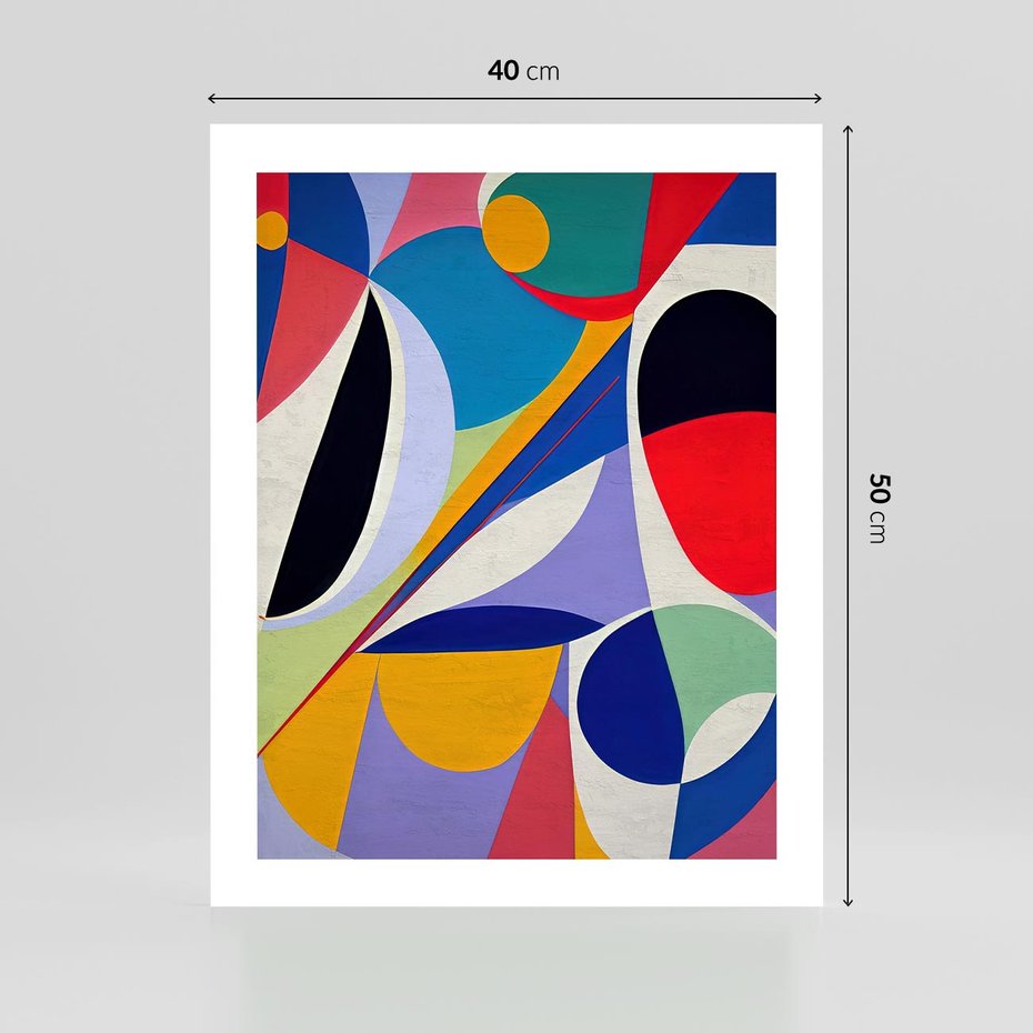 Plakat bez ramy 40x50 - Kolorowe Przesunięcia Kształtów - abstrakcyjny obraz olejny, żywe kolory