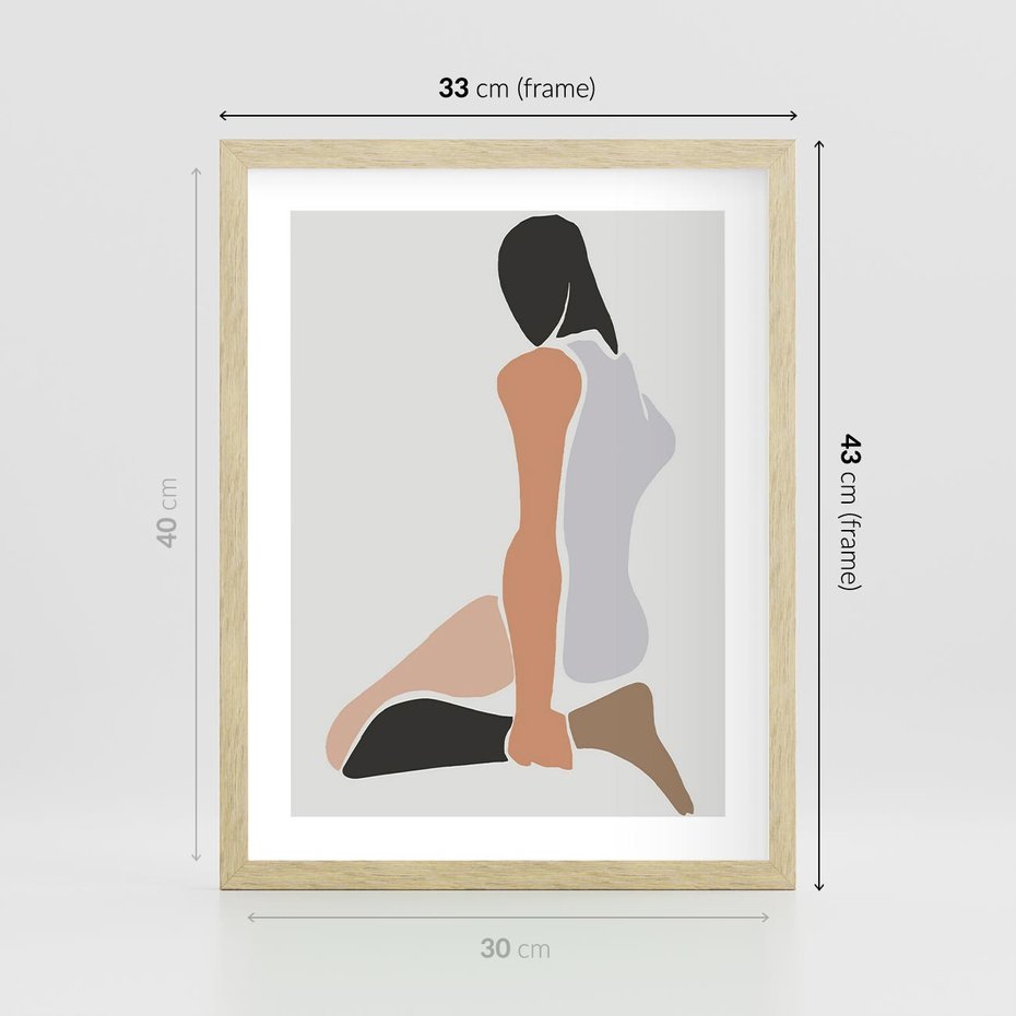 Plakat w ramie 30x40 - Widok Abstrakcyjny - abstrakcyjny obraz, minimalizm - rama drewno