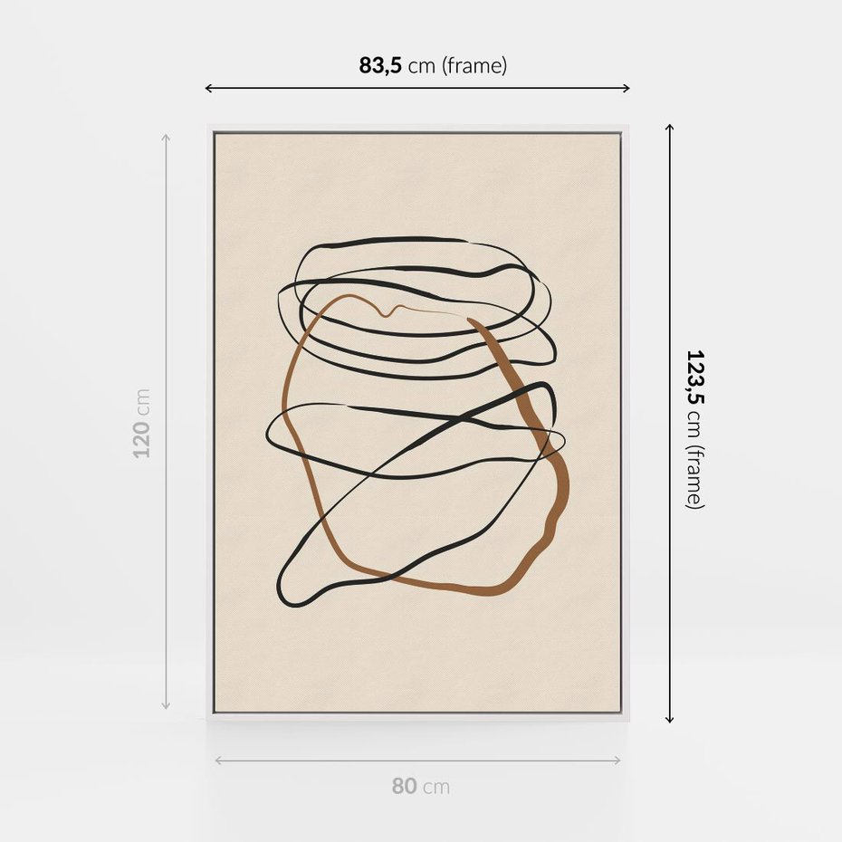 Obraz w ramie 80x120 - Bezczasowe Kontury - abstrakcyjne linie, zaplątane - rama biała