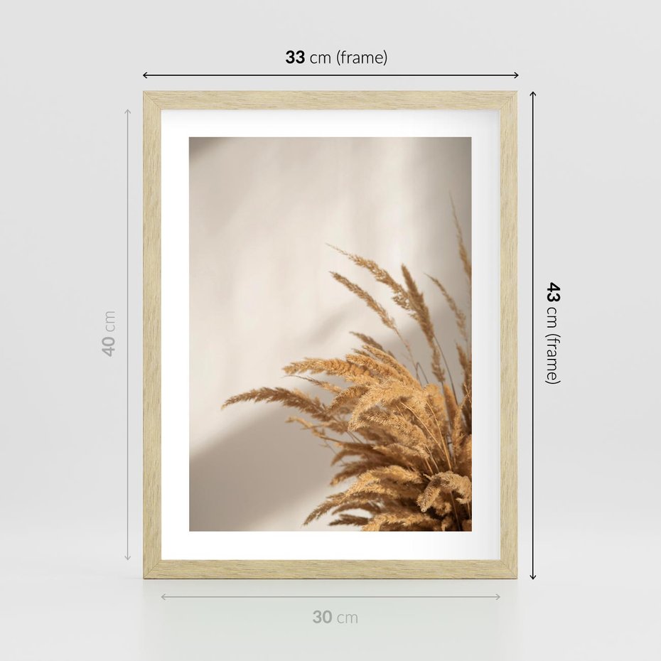 Plakat w ramie 30x40 - Swobodne trawy boho - boho, suche - rama drewno