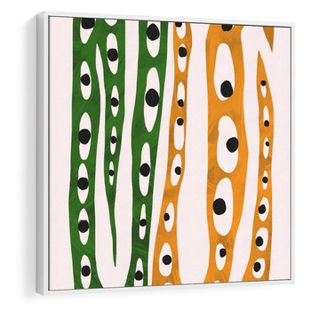 Obraz w ramie 80x80 - Migocące Zmaganie - abstrakcyjny obraz, dziwne kształty - rama biała