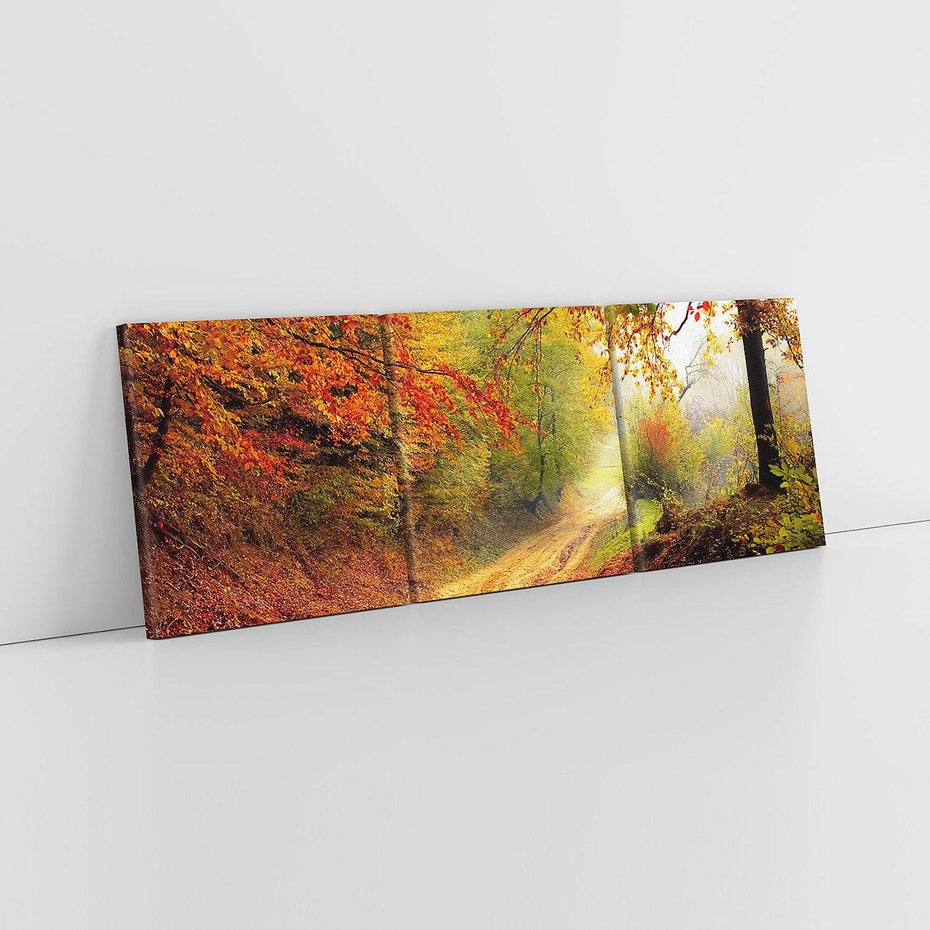 Obraz na płótnie 150x50 - Jesienny urok magia lasu - las, jesień