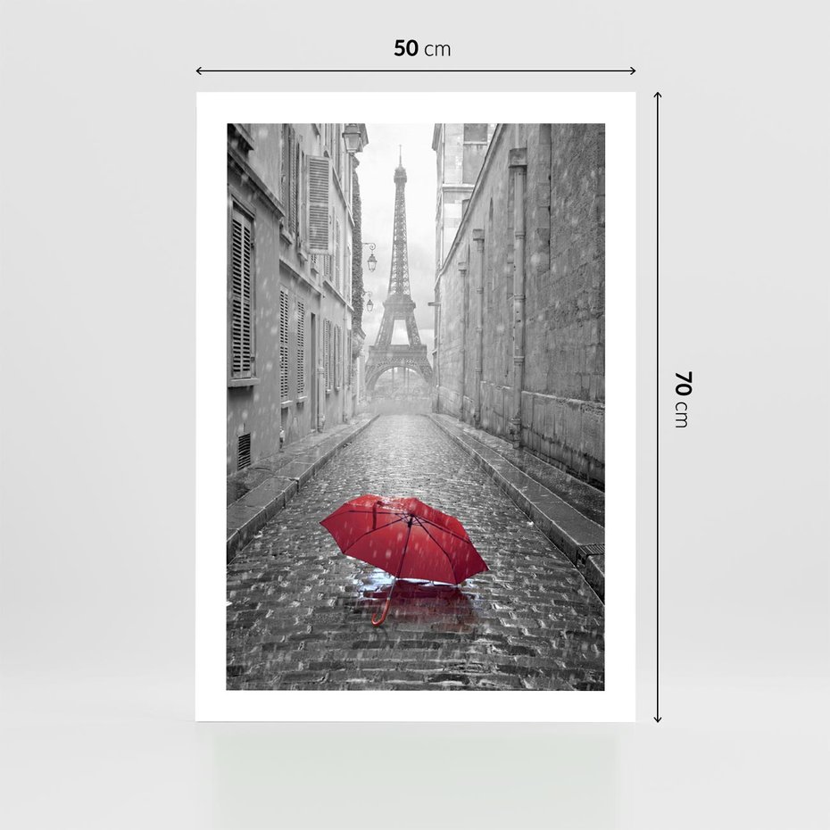 Plakat bez ramy 50x70 - Kolorowy parasol w Paryżu - Paryż, parasol