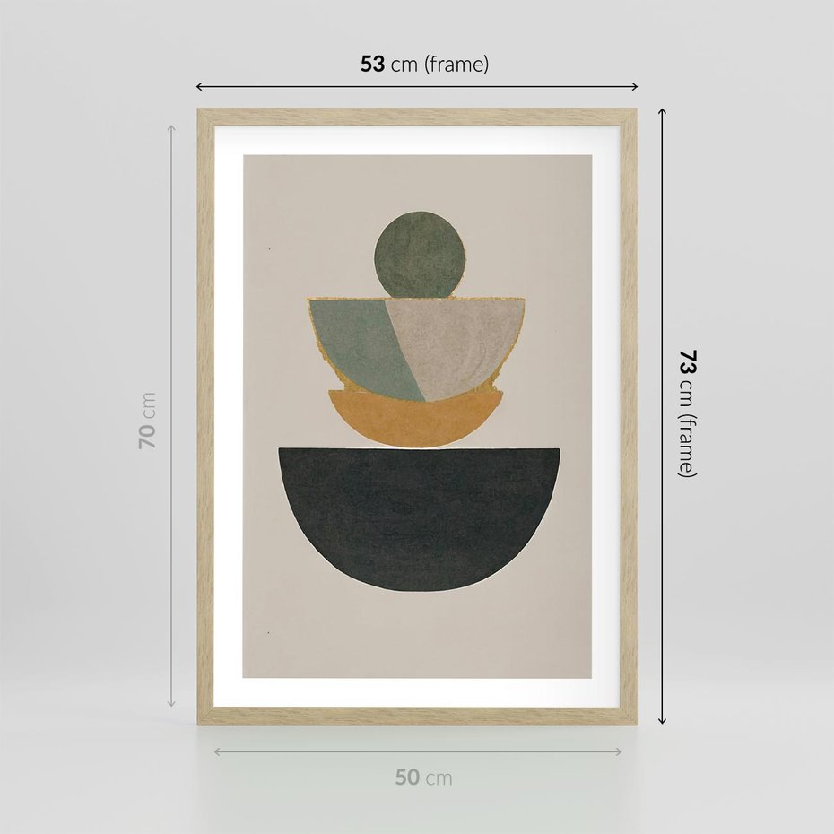 Plakat w ramie 50x70 - Podróżne Refleksyjne Odbicia - abstrakcyjny obraz, kolory ciepłe - rama drewno