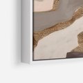 Obraz w ramie 50x50 - Płynne Fale - abstrakcja, neutralne kolory - rama biała