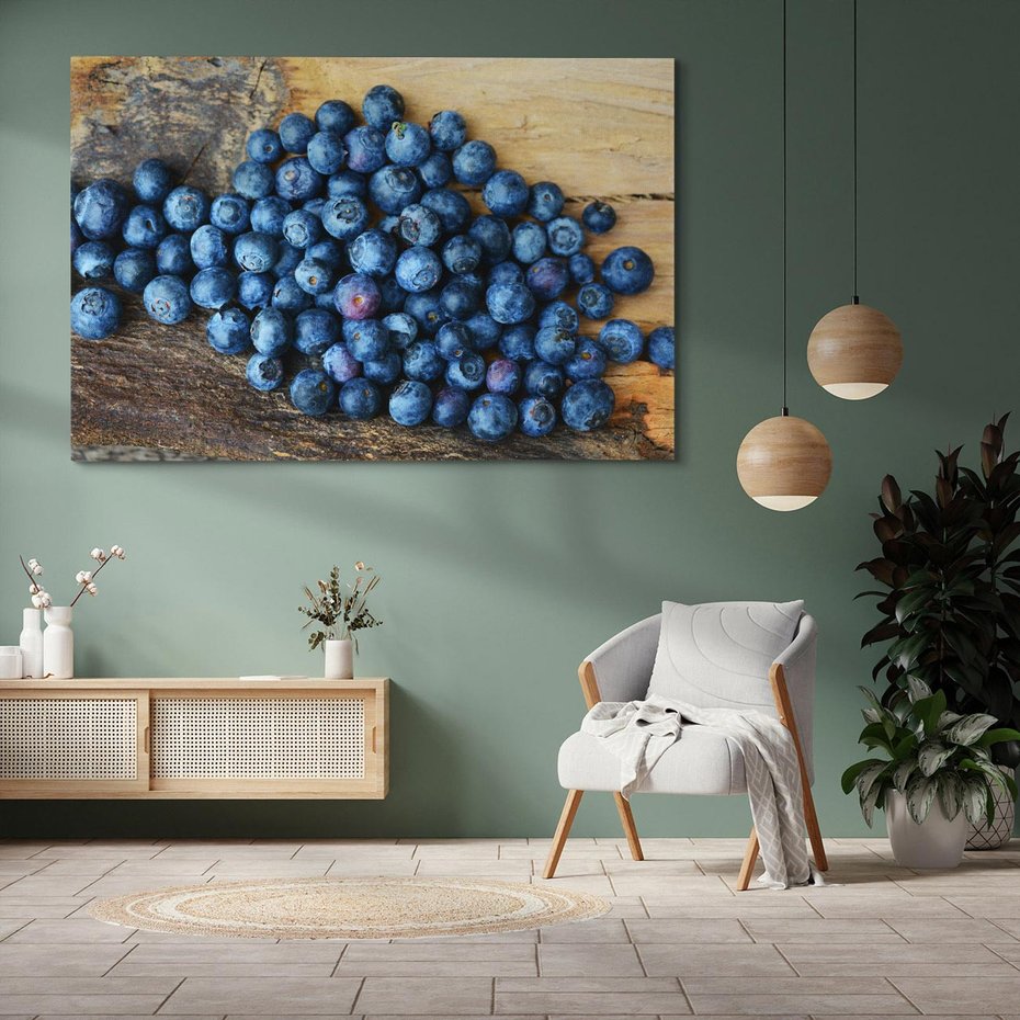Obraz na płótnie 100x70 - owocowa uczta - borówki, owoce