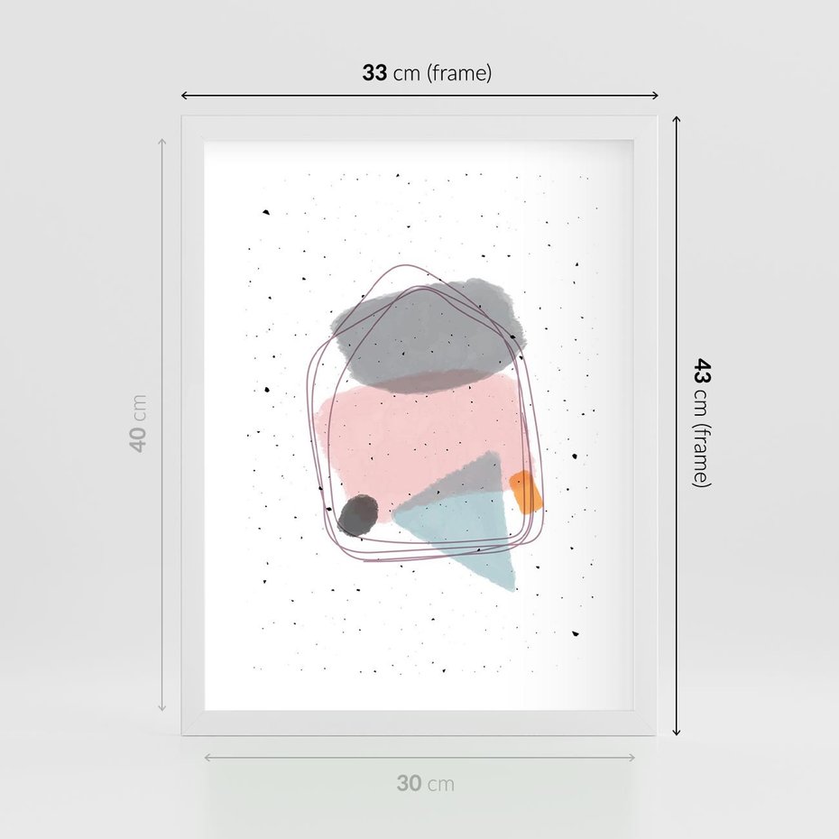 Plakat w ramie 30x40 - Migotliwa Opowieść - abstrakcyjna kompozycja, jak ręcznie malowana - rama biała