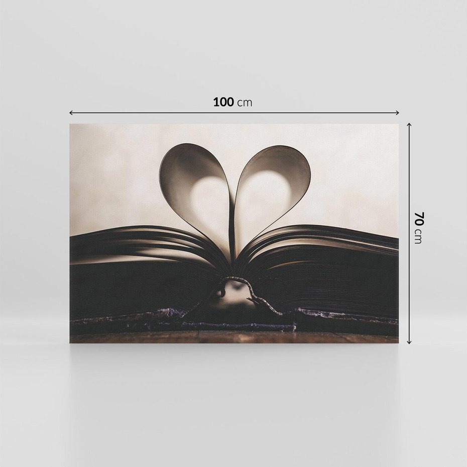 Obraz na płótnie 100x70 - Książka - Serce Retro - ksizka, serce