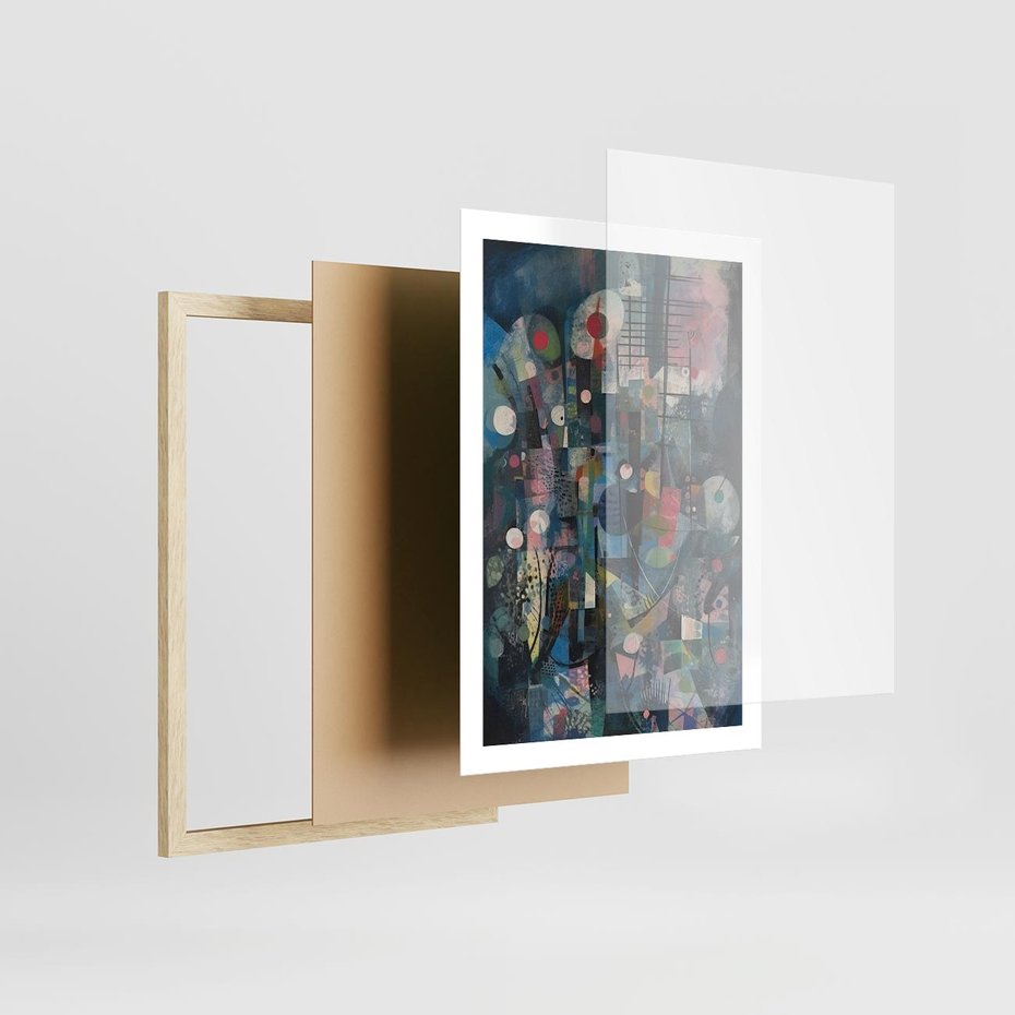 Plakat w ramie 50x70 - Rozbijając Granice Kreatywności - abstrakcyjny obraz, sztuka abstrakcji - rama drewno
