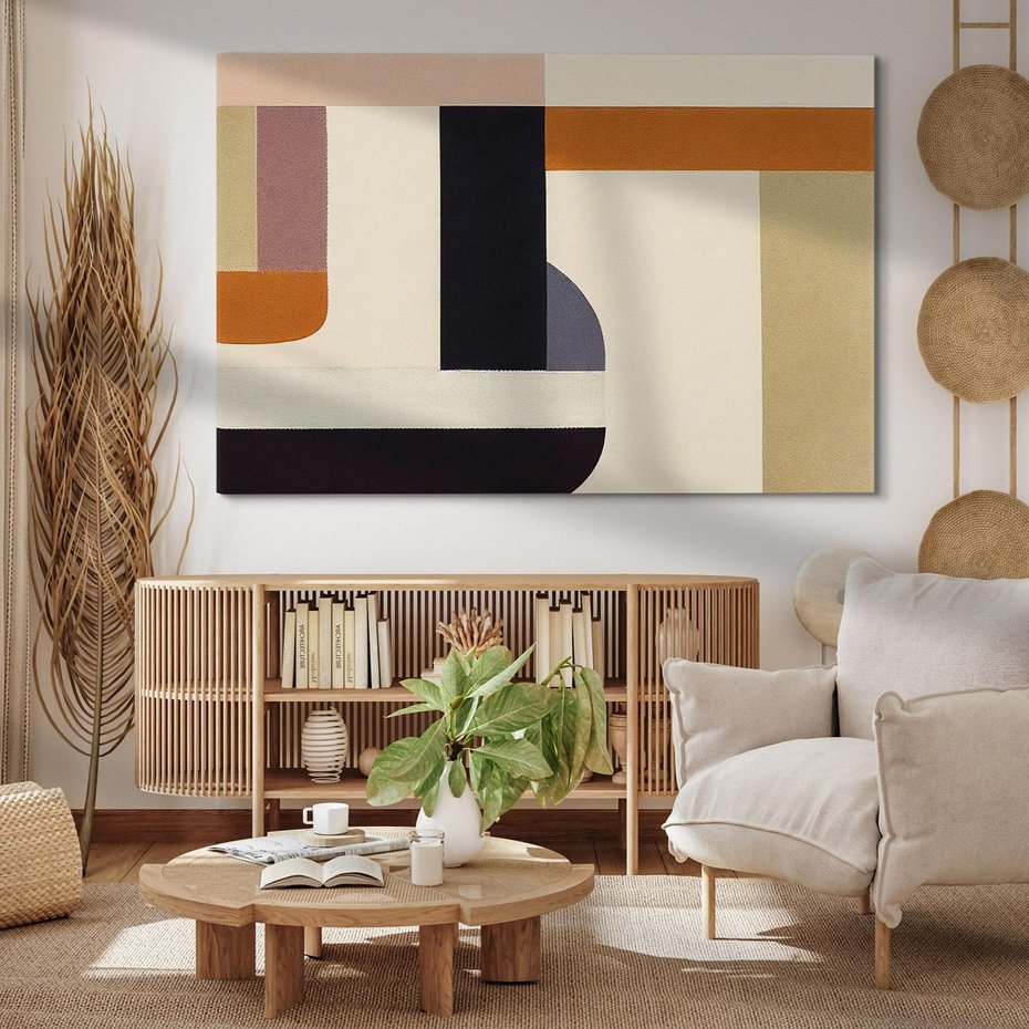 Obraz na płótnie 120x80 - Nowoczesne Brązy - geometryszne pasy, nowoczesny styl