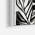 Obraz w ramie 70x50 - Czarne Liście - akwarelowy obraz, czarno biały - rama biała