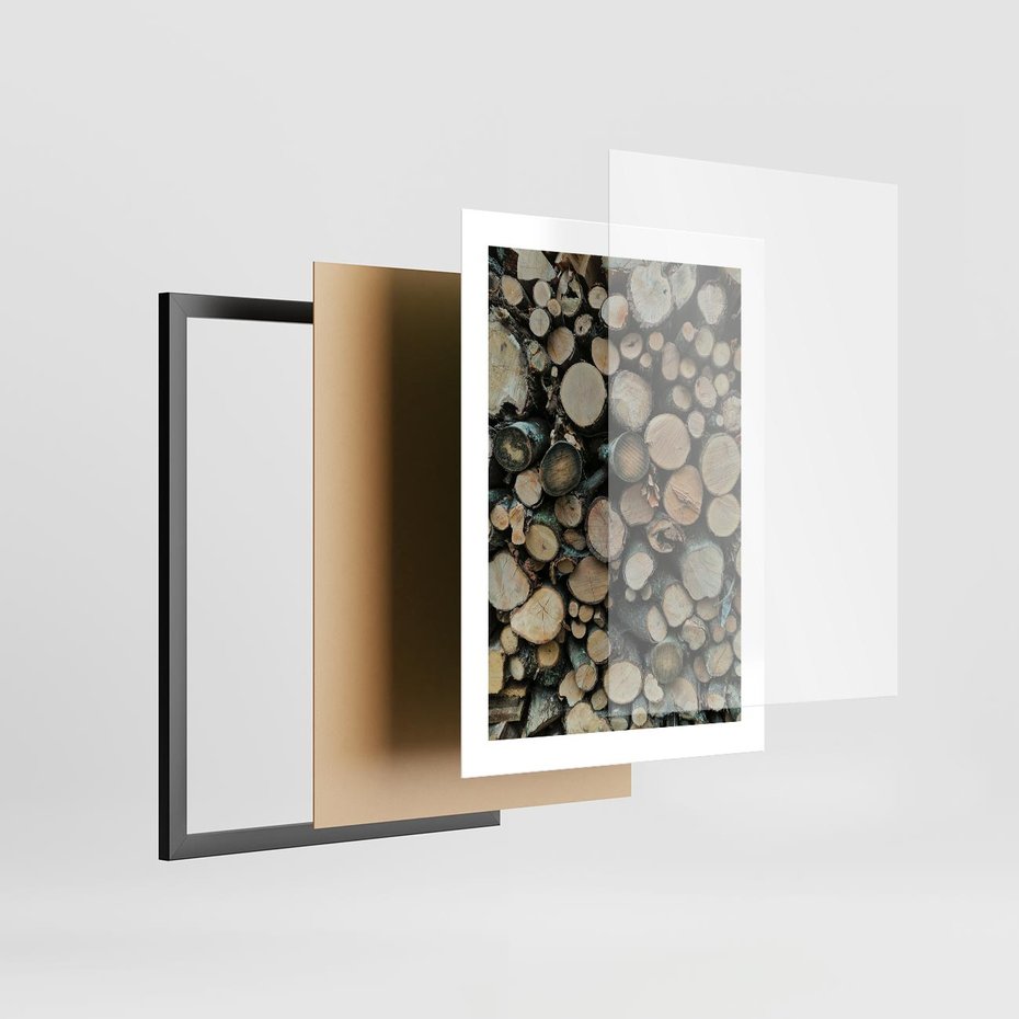 Plakat w ramie 30x40 - Bliskość Natury - drewno, las - rama czarna