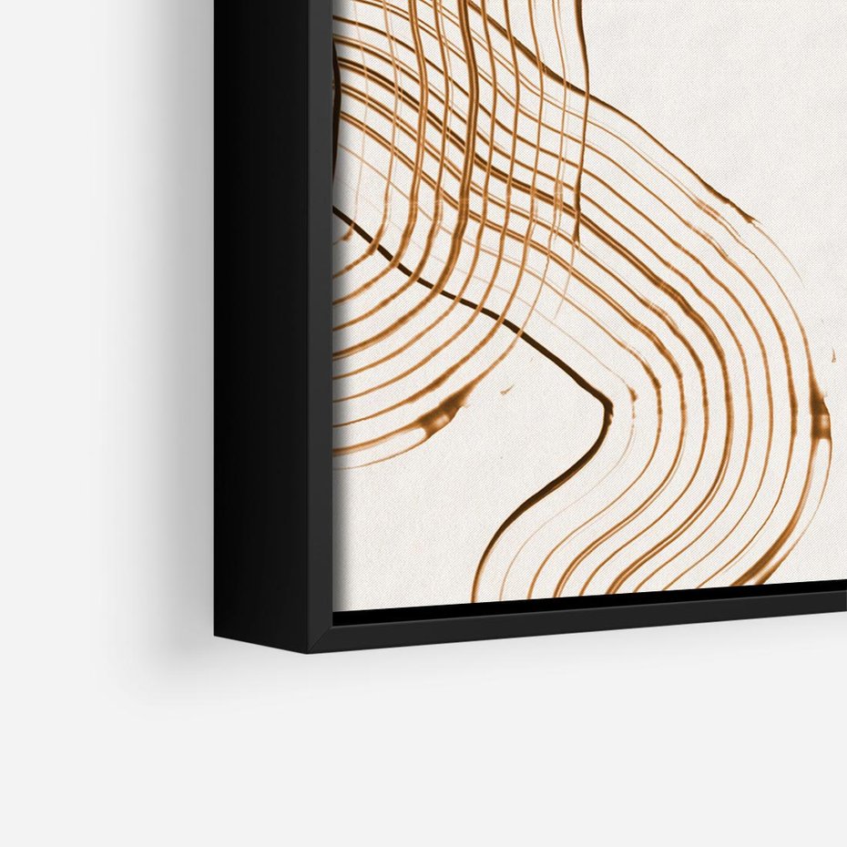 Obraz w ramie 50x50 - Ścieżki pędzla i myśli - minimalistyczna kompozycja, abstrakcyjne brązowe linie na białym tle - rama czarna