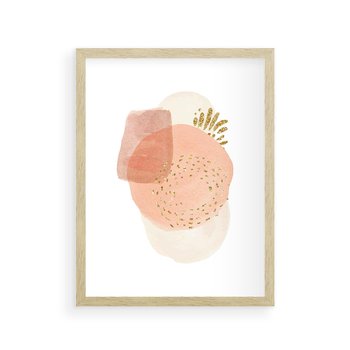 Plakat w ramie 30x40 - Migotliwe Kształty i Plamy - abstrakcyjne akwarelowe plamy, minimalizm - rama drewno