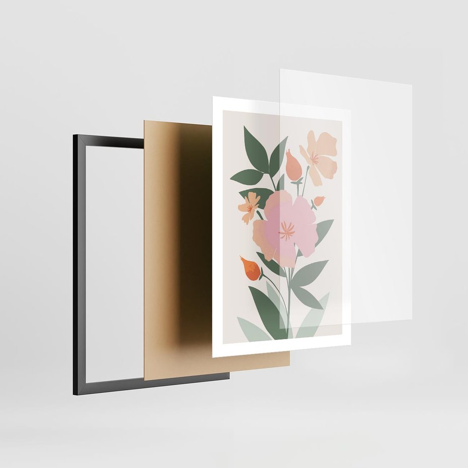 Plakat w ramie 50x70 - Kwiatowe Nastroje - kwiat, sztuka nowoczesna - rama czarna