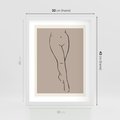Plakat w ramie 30x40 - Intrygujące Szkice - mnimalistyczny akt kobiecy, beżowa tonacja - rama biała