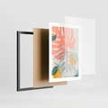 Plakat w ramie 30x40 - Sztuka Natury: Liście Monstery w Pastelach - nowoczesna grafika, pastelowe liście monstery - rama czarna