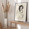 Plakat bez ramy 30x40 - Migotliwe Refleksje - nowoczesny minimalistyczny rysunek, dziewczyna w bieliźnie