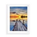 Plakat w ramie 50x70 - Zachód słońca na pomostach - zachód, słońca - rama biała