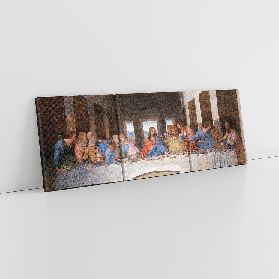 Obraz na płótnie 90x30 - "Ostatnia Wieczerza" (1495-1498) Leonardo da Vinci - Reprodukcja - reprodukcja, obraz na płótnie