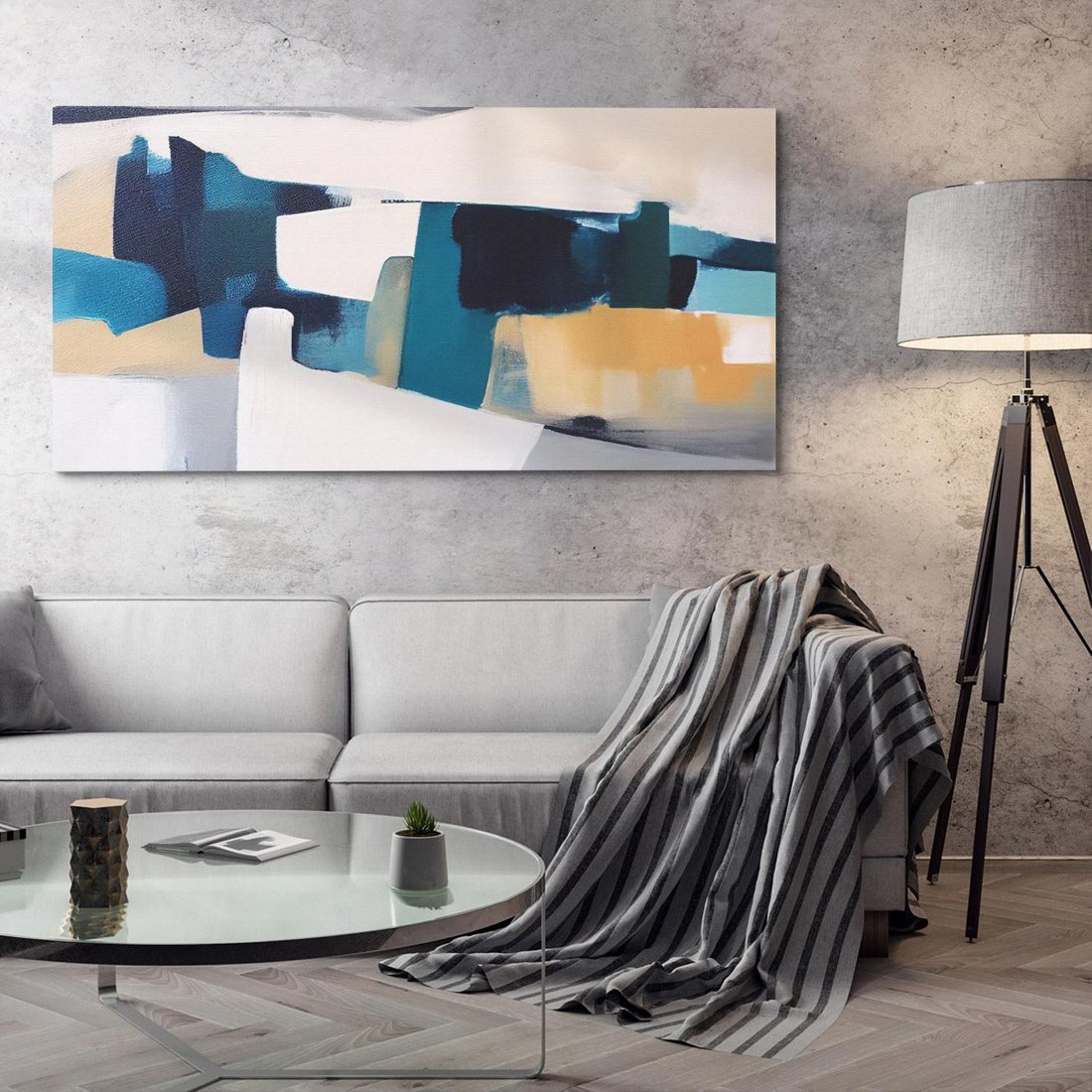 Obraz na płótnie 120x60 - Turkusowe Maźnięcia - obraz, abstrakcja