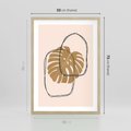 Plakat w ramie 50x70 - Liście w Beżowym Minimalizmie - minimalistyczny obraz, liście monstery - rama drewno