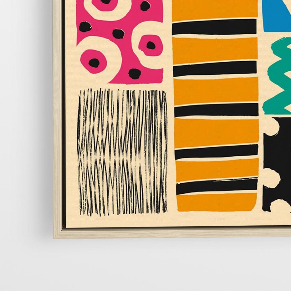 Obraz w ramie 100x70 - Etno Boho - etno ornamenty, boho klimat - rama drewno