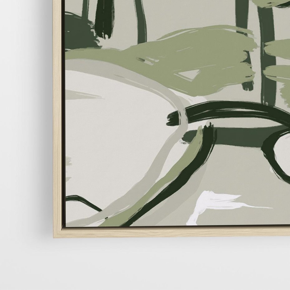 Obraz w ramie 50x50 - Leśny Zakątek - pastelowy krajobraz, nowoczesny plakat - rama drewno