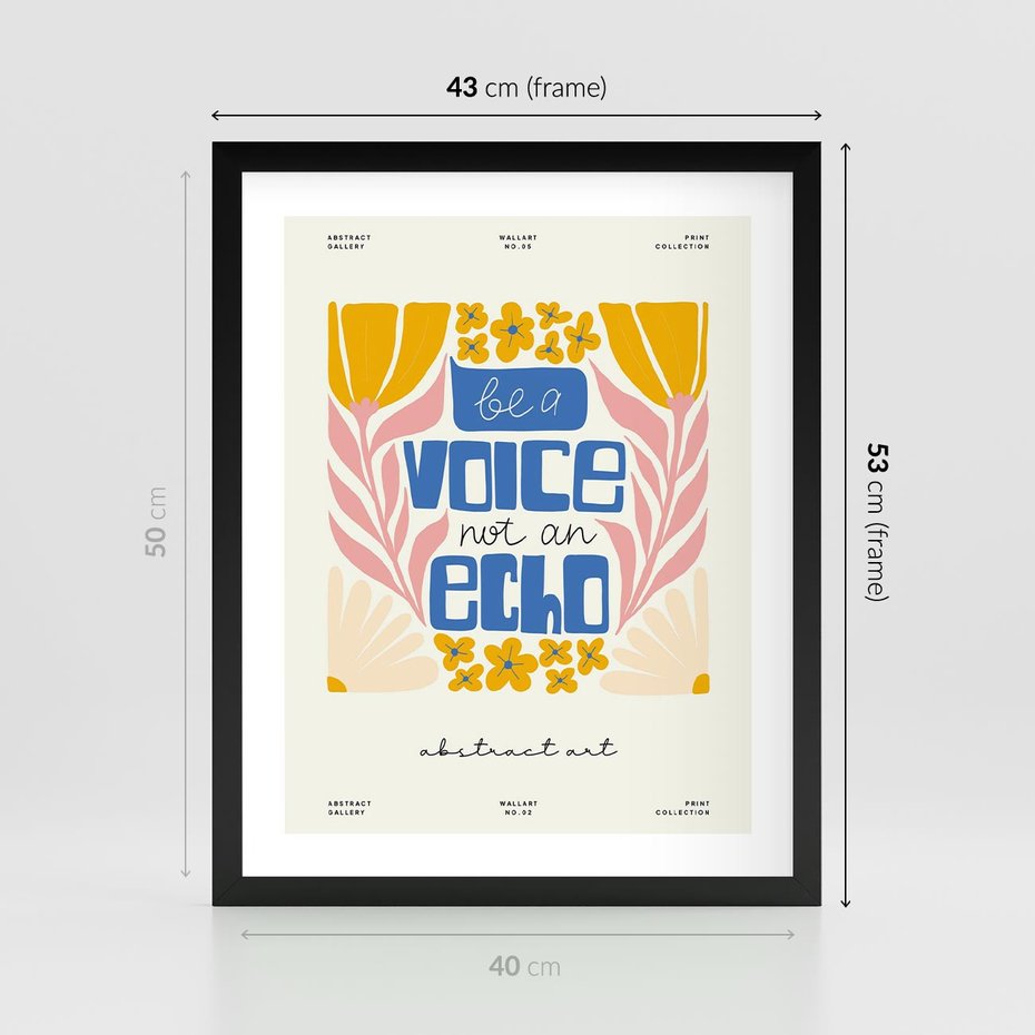 Plakat w ramie 40x50 - Złote Impulsy - typografia, kwiaty - rama czarna