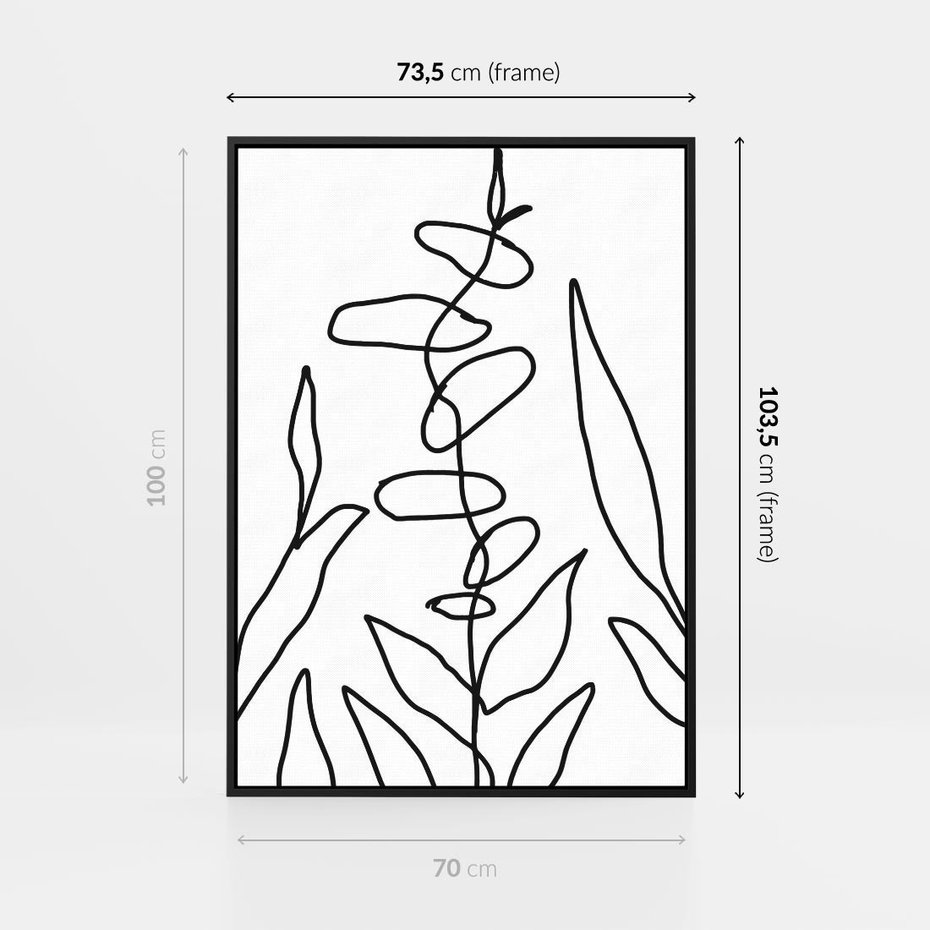 Obraz w ramie 70x100 - Liście Mocy - mroczna sztuka, minimalizm - rama czarna