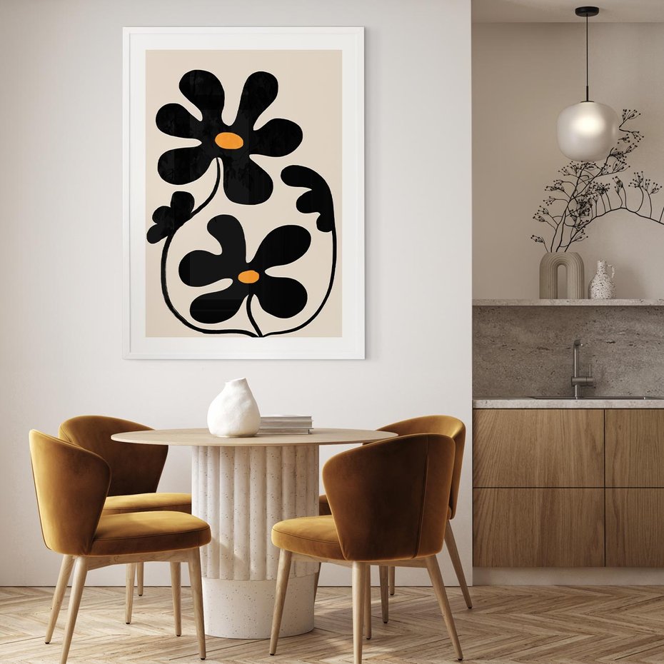 Plakat bez ramy 50x70 - Wyjątkowość Boho - minimalistyczny abstrakcyjny obraz, prymitywne kwiaty