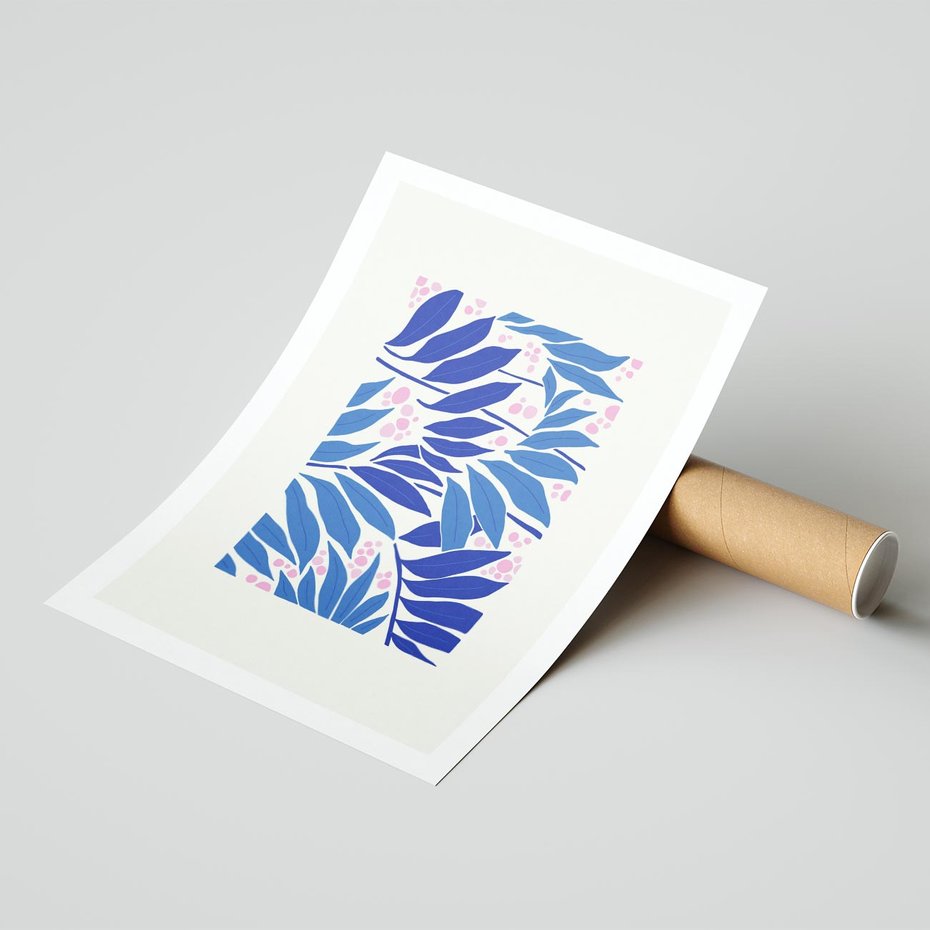 Plakat bez ramy 50x70 - Kolorowy Wir - liściasta kompozycja, nowoczesny plakat