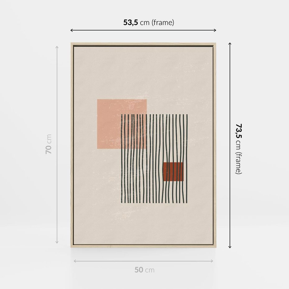 Obraz w ramie 50x70 - Przenikające Formy - nowoczesna sztuka, minimalizm - rama drewno
