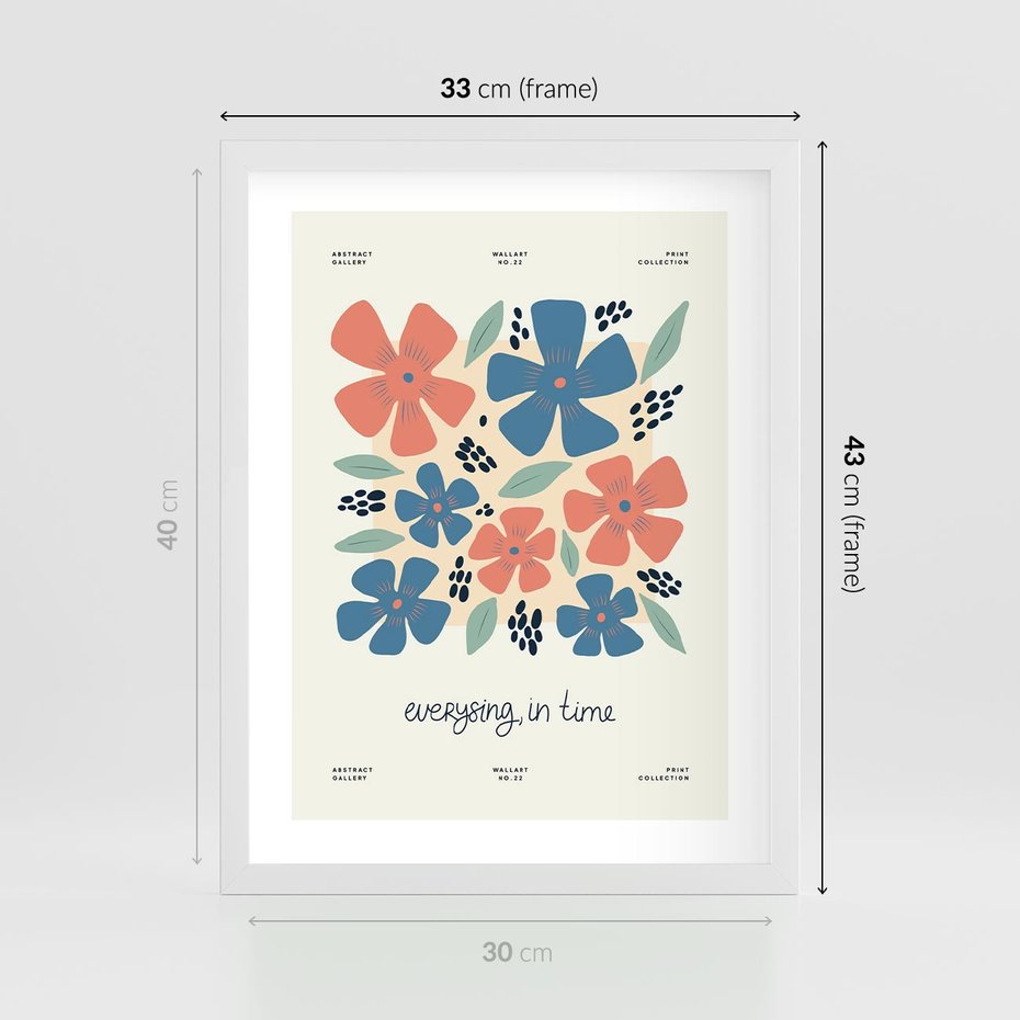 Plakat w ramie 30x40 - Kształtując Marzenia - kwiaty, nowoczesna abstrakcja - rama biała