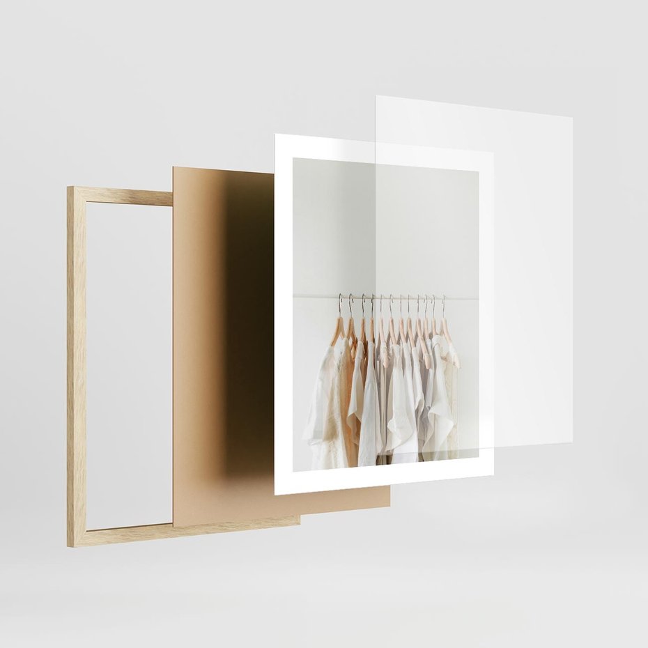 Plakat w ramie 40x50 - Elegancja Prostoty - ubrania, modowa fotografia - rama drewno