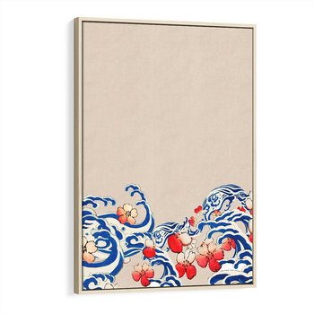 Obraz w ramie 70x100 - Japońska Harmonia: Falujące Kwiaty - japonia, orientalne kwiaty wiśni - rama drewno
