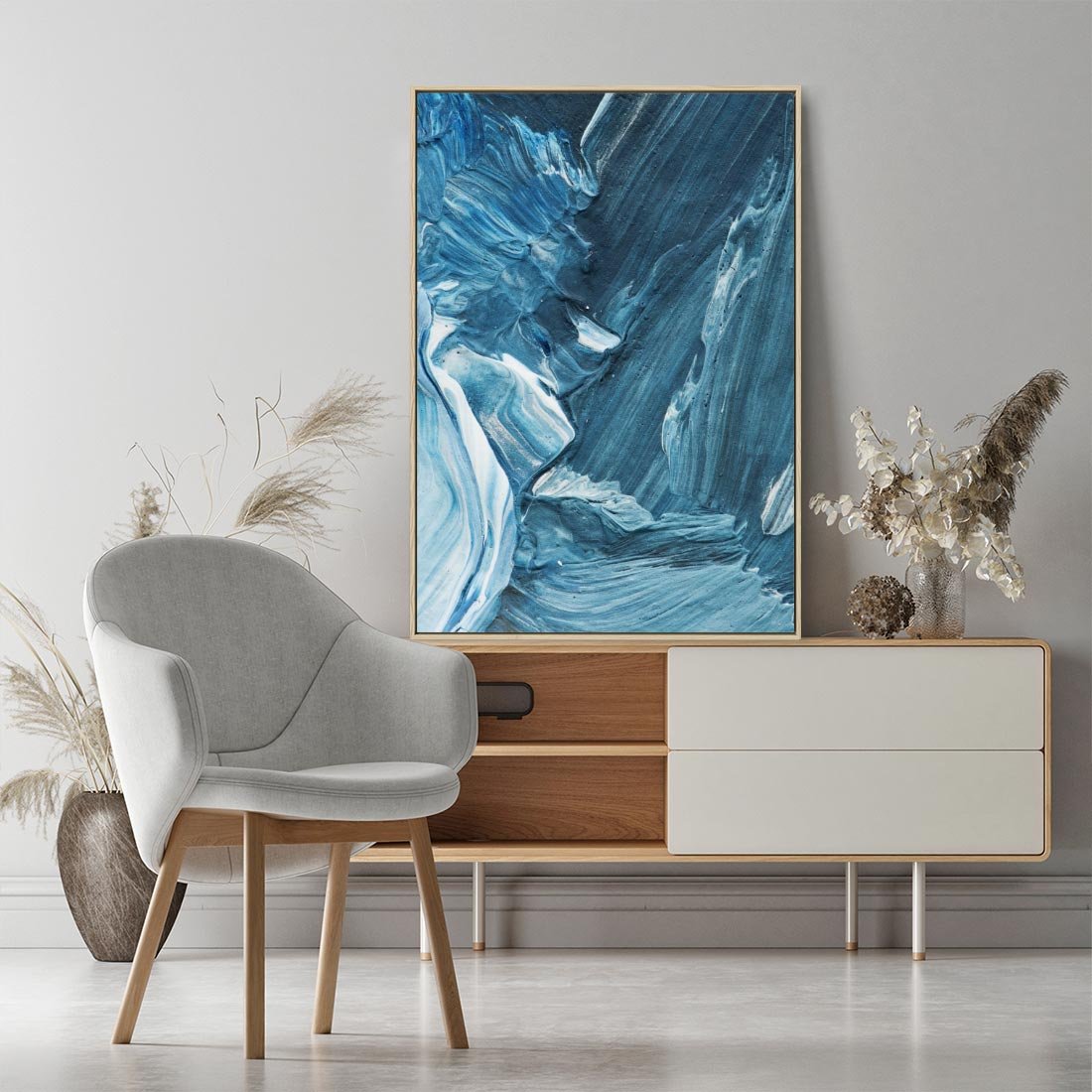 Obraz w ramie 80x120 - Wyrazista abstrakcja w akwareli - abstrakcja, akwarela - rama drewno