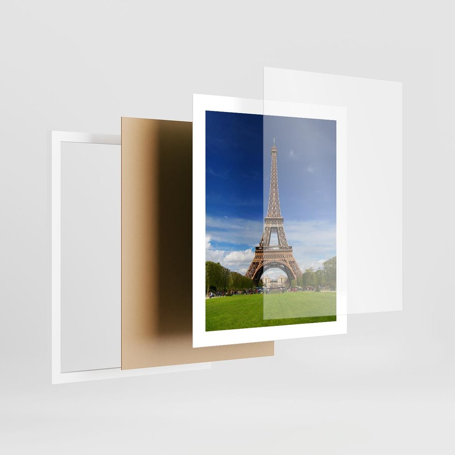 Plakat w ramie 40x50 - Eiffla: symbole Paryża - Eiffla, Paryż - rama biała
