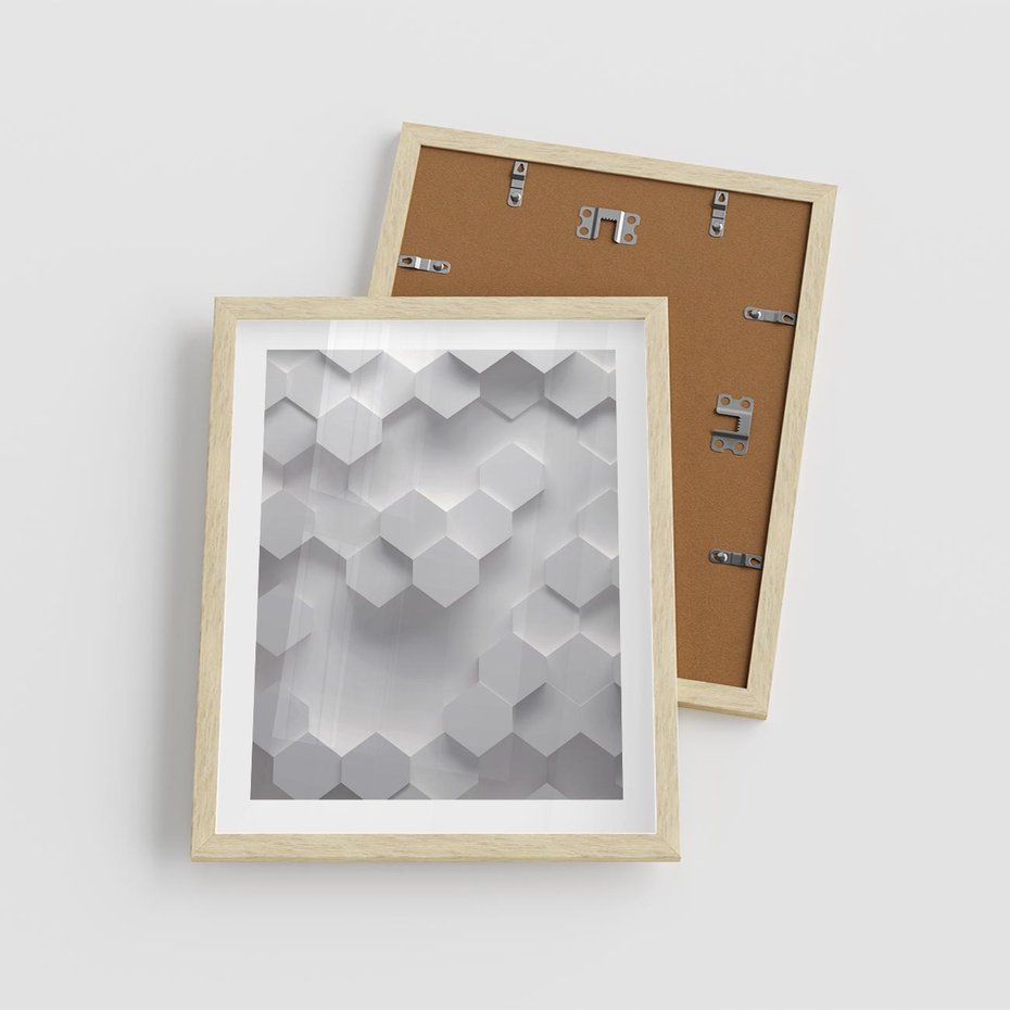 Plakat w ramie 40x50 - Kreatywna Forma - geometryczny, 3D - rama drewno