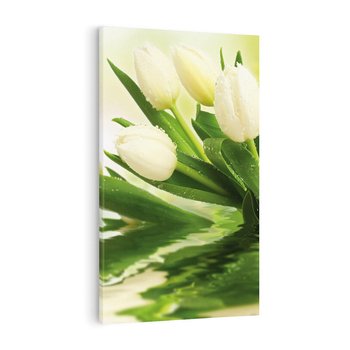 Obraz na płótnie 80x120 - Białe Piękno - białe, tulipany