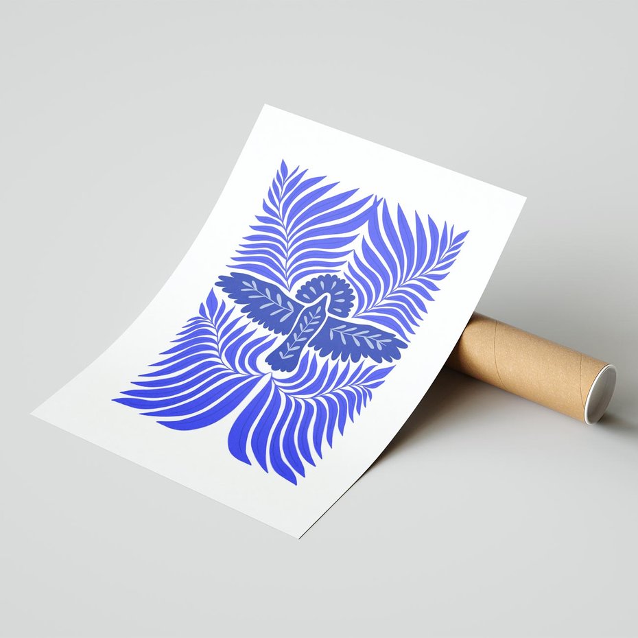 Plakat bez ramy 30x40 - Etniczne Rekwizyty - etniczne roślinne wzory, granat