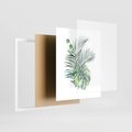 Plakat w ramie 40x50 - Liście i Życie: Akwarelowa Oaza - akwarelowy obrazek, pamy - rama biała