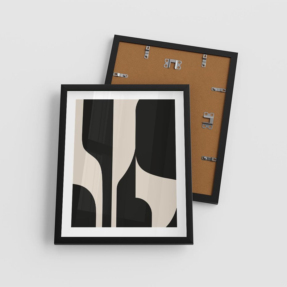 Plakat w ramie 40x50 - Abstrakcyjne Linie - boho plakat, rycina - rama czarna